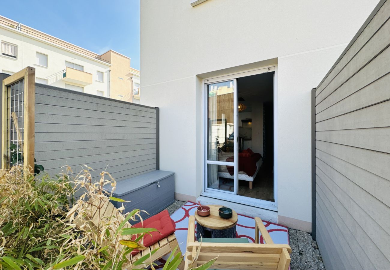 Terrace with armchairs