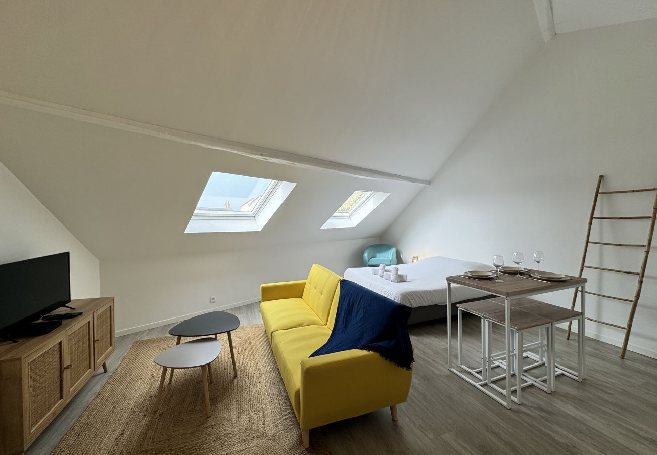 Living room with dining area. 