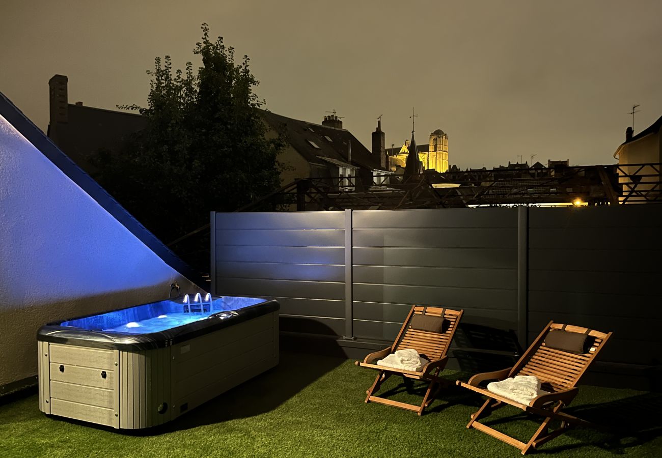 Loft in Le Mans, view of Saint Julien Cathedral, private terrace with jacuzzi